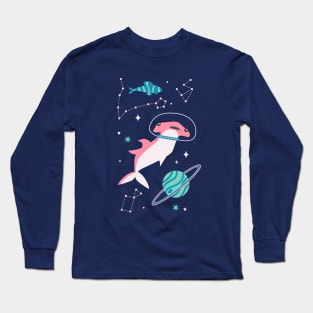 Pink Space Sharks Long Sleeve T-Shirt